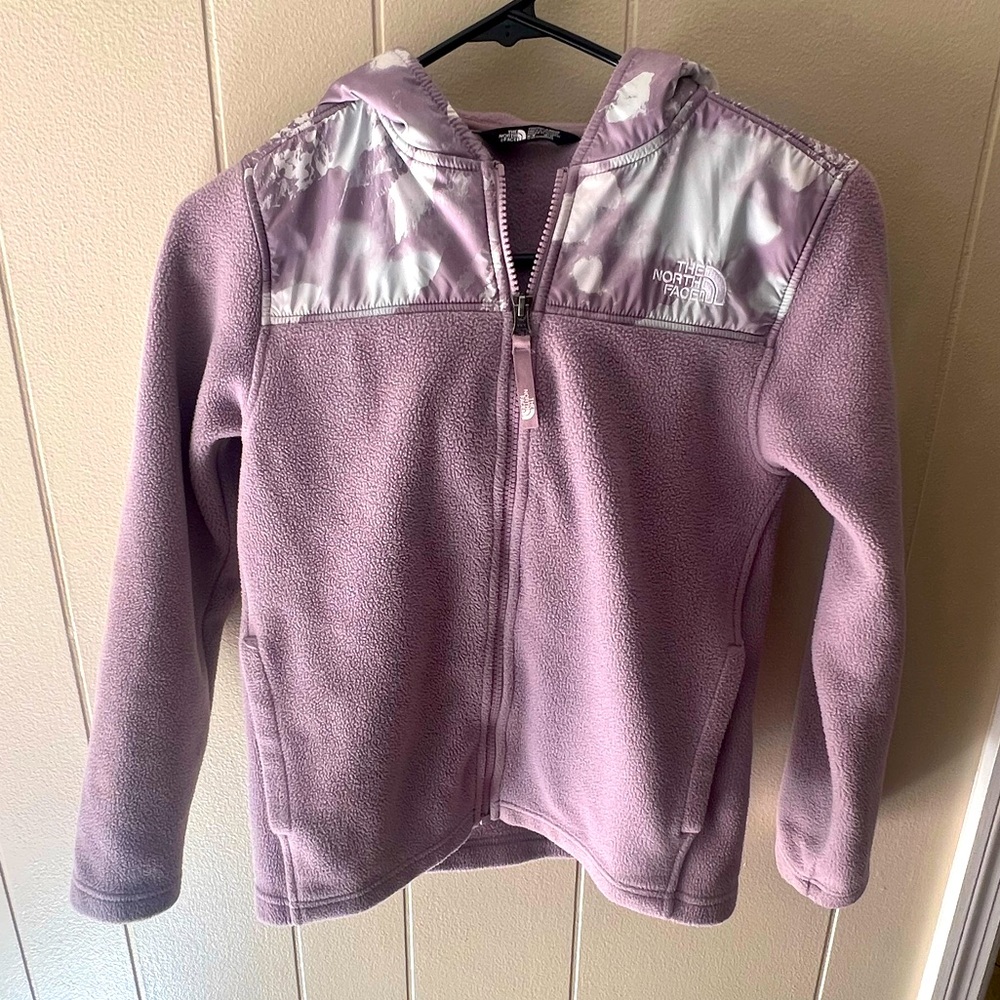 North Face Girls Fleece Full Zip Hooded Jacket Medium 10/12